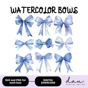 Blue Bow png Blue Bow svg Bow Baby Boy Ribbon Bow svg  Ribbon Bow blue png Watercolor Bow png Watercolor bow clipart Soft Girl aesthetic png