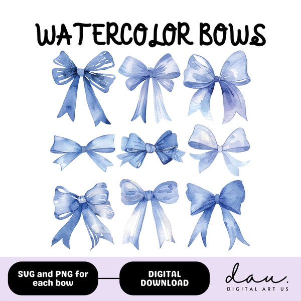 Blue Bow png Blue Bow svg Bow Baby Boy Ribbon Bow svg  Ribbon Bow blue png Watercolor Bow png Watercolor bow clipart Soft Girl aesthetic png