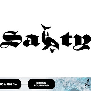 May include: Black and white graphic design of the word "Safety" in a gothic font with an orca whale illustration in the middle of the word.