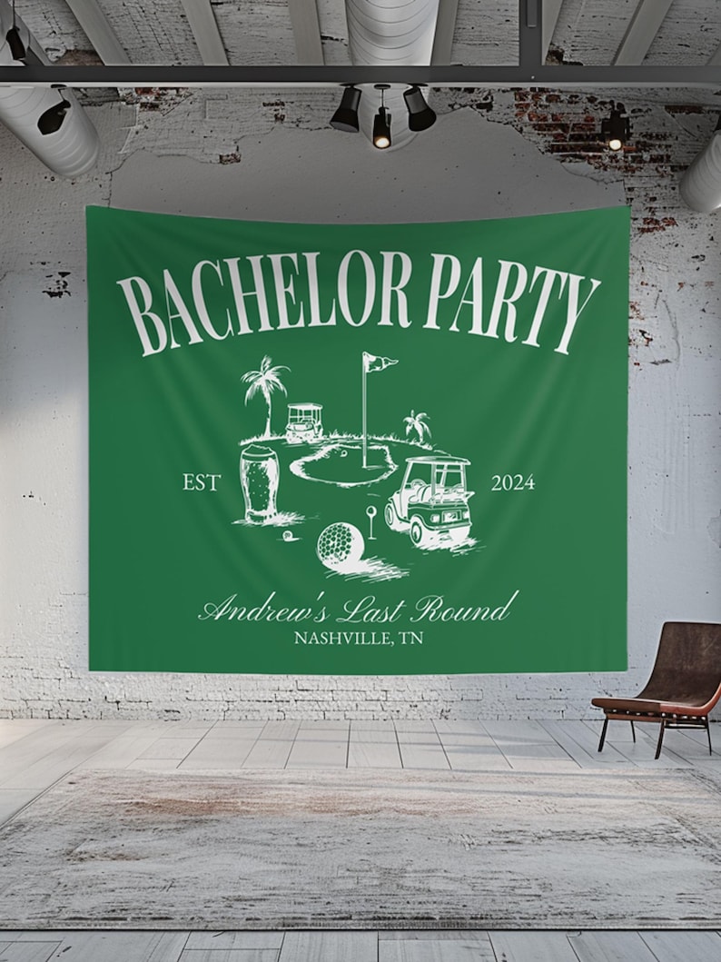 Custom Golf Bachelor Party Sign for Photo Backdrop Personalized Groom Banner Gift for Last Swing Themed Par Tee Grooms Gift Bach Weekend