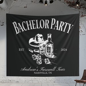 Custom Bachelor Party Sign for Photo Backdrop Personalized Groom Banner for Whiskey Themed Party Decor Grooms Party Banner Decorations