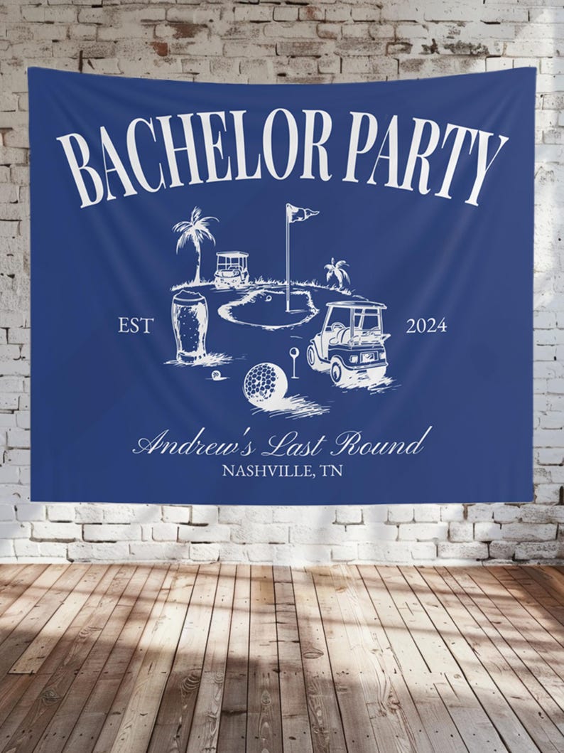 Custom Golf Bachelor Party Sign for Photo Backdrop Personalized Groom Banner Gift for Last Swing Themed Par Tee Grooms Gift Bach Weekend