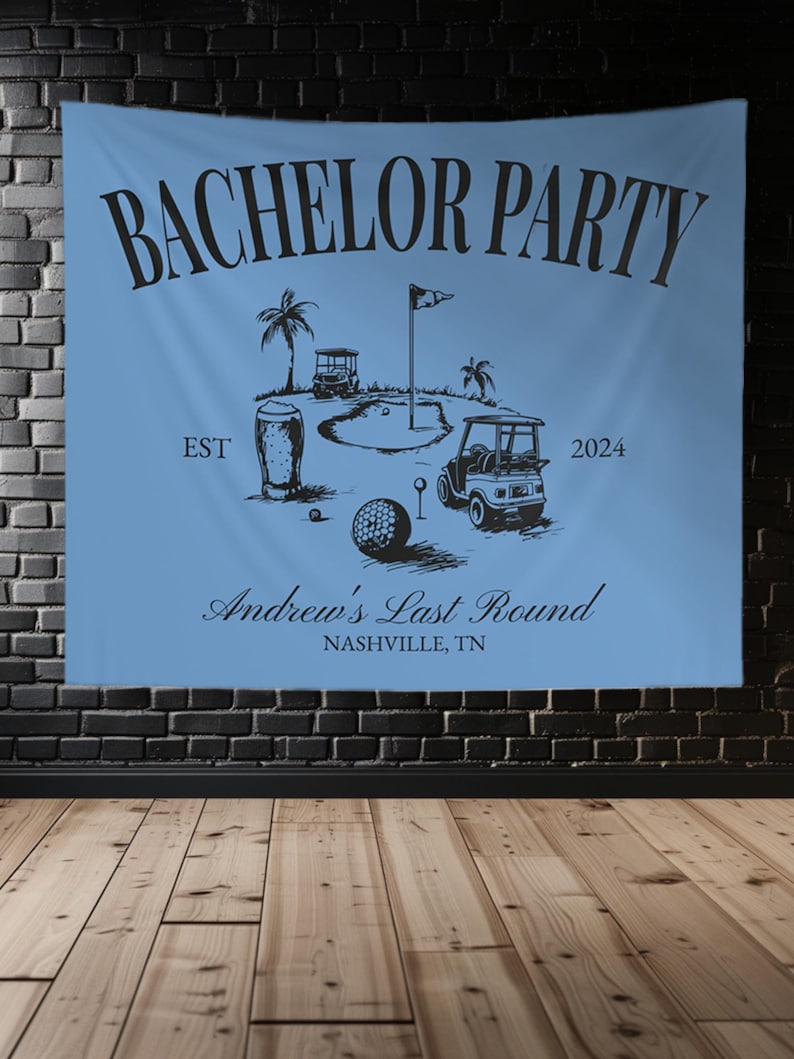 Custom Golf Bachelor Party Sign for Photo Backdrop Personalized Groom Banner Gift for Last Swing Themed Par Tee Grooms Gift Bach Weekend
