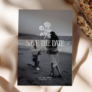 Save the Date Vorlage für rustikale Hochzeit Thema bearbeitbares Foto Save the Date Einladung für BOHO Themen Hochzeit DIY Boho Save the Date