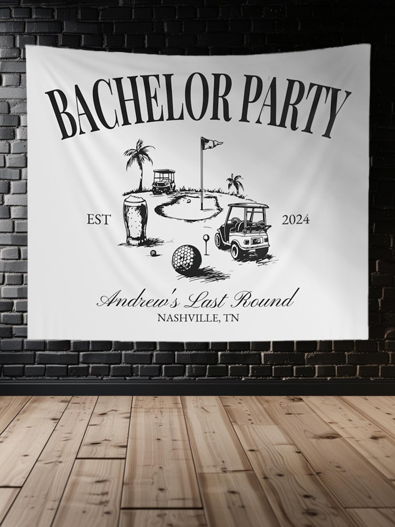 Custom Golf Bachelor Party Sign for Photo Backdrop Personalized Groom Banner Gift for Last Swing Themed Par Tee Grooms Gift Bach Weekend