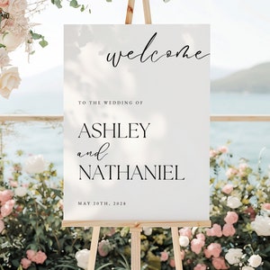 Modern Minimalist Wedding Welcome Sign Template (Canva Editable, Printable)