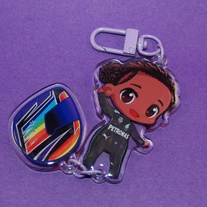 Lewis Hamilton Keyring Formula 1 Acrylic Charm F1 Rainbow Mercedes Gifts