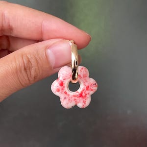 Large porcelain flower earring - interchangeable charm