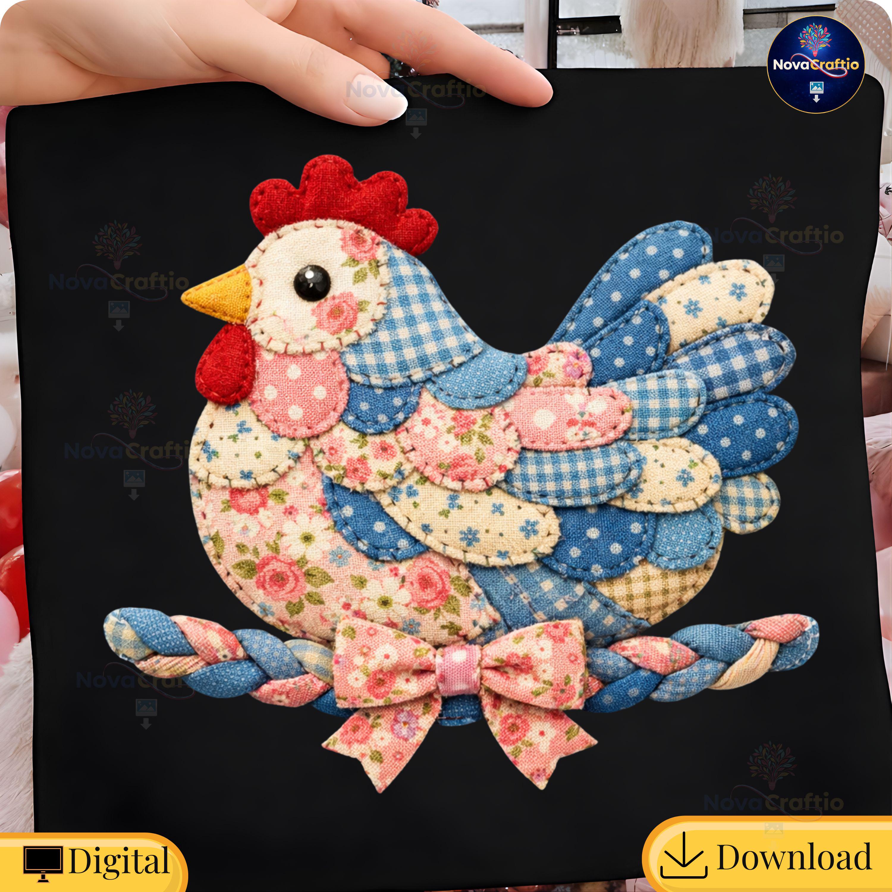 Patchwork Chicken PNG, Easter Hen Design, Floral Cottagecore Gingham ...