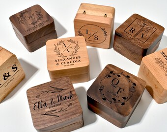 Personalized Wedding Ring Box With Name, Customized Ring Box, Custom Wedding Gift, Engagement Wood Ring Box, Proposal Ring Box, Gift For Her