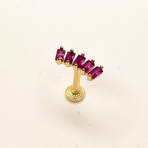 14K massief gouden amethist tragus piercing, Cz tragus piercing, Daith piercing, stud piercing, geboortesteen piercing, conch piercing