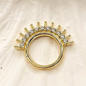 14K Gold Conch Earring: Zircon Stone Daith Hoop