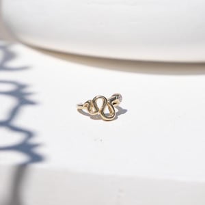 14K Gold Snake Earring with a Single Cz Stone, Solid Gold Cartilage Earring, Diamond Cartilage Earring, Fake Earring, Minimal Gold Earring
