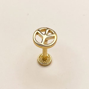 Frieden Symbol Tragus Piercing, 14K Solid Gold Minimal Tragus Piercing, Daith Piercing, Bolzen Ohr Piercing, 14K Gold Tragus Ohrring