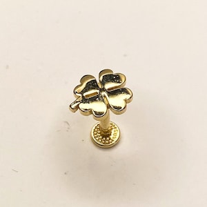 Minimal Leaf Tragus Piercing, 14K Solid Gold Tragus Piercing, Daith Piercing, Stud Ear Piercing, 14K Gold Tragus Earring, Conch Piercing