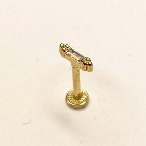 14K Gold Piercing, Minimalist Tragus Piercing, Cartilage Piercing, Conch Piercing, Minimal Pave Daith Piercing, Earlobe Piercing,Gold Tragus