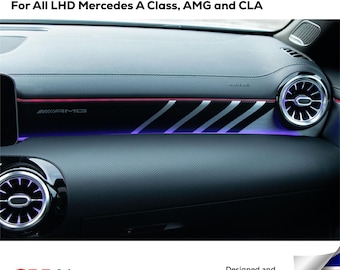 Calcomanía de vinilo para tablero - LHD - Negro satinado para Mercedes AMG Clase A 3 M Vinilo premium