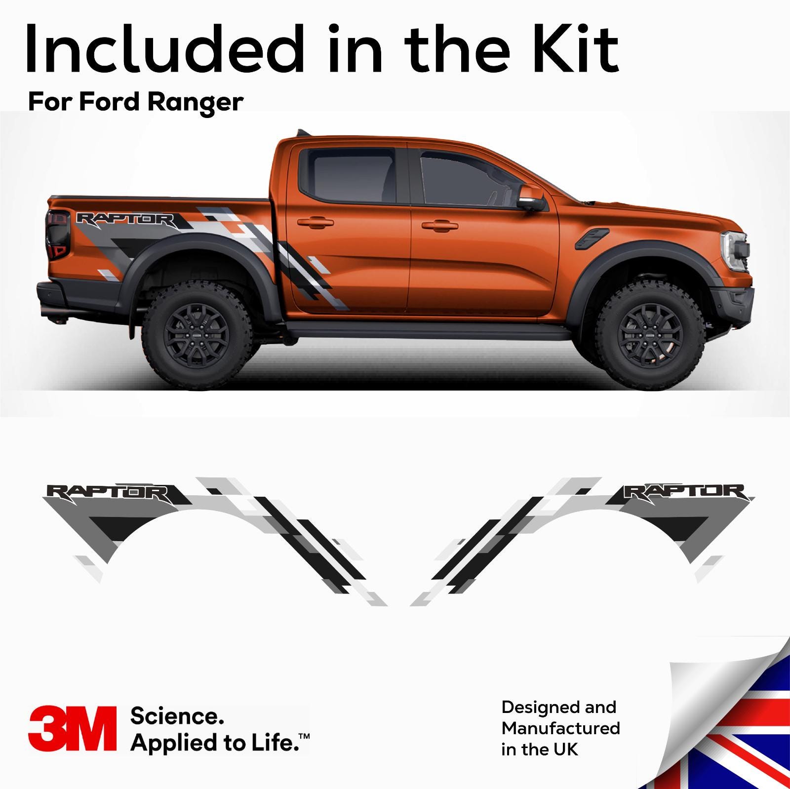 Ford Ranger Raptor Decal Sticker Kit Geometric Camo SIDES ONLY 3M (2019 ...