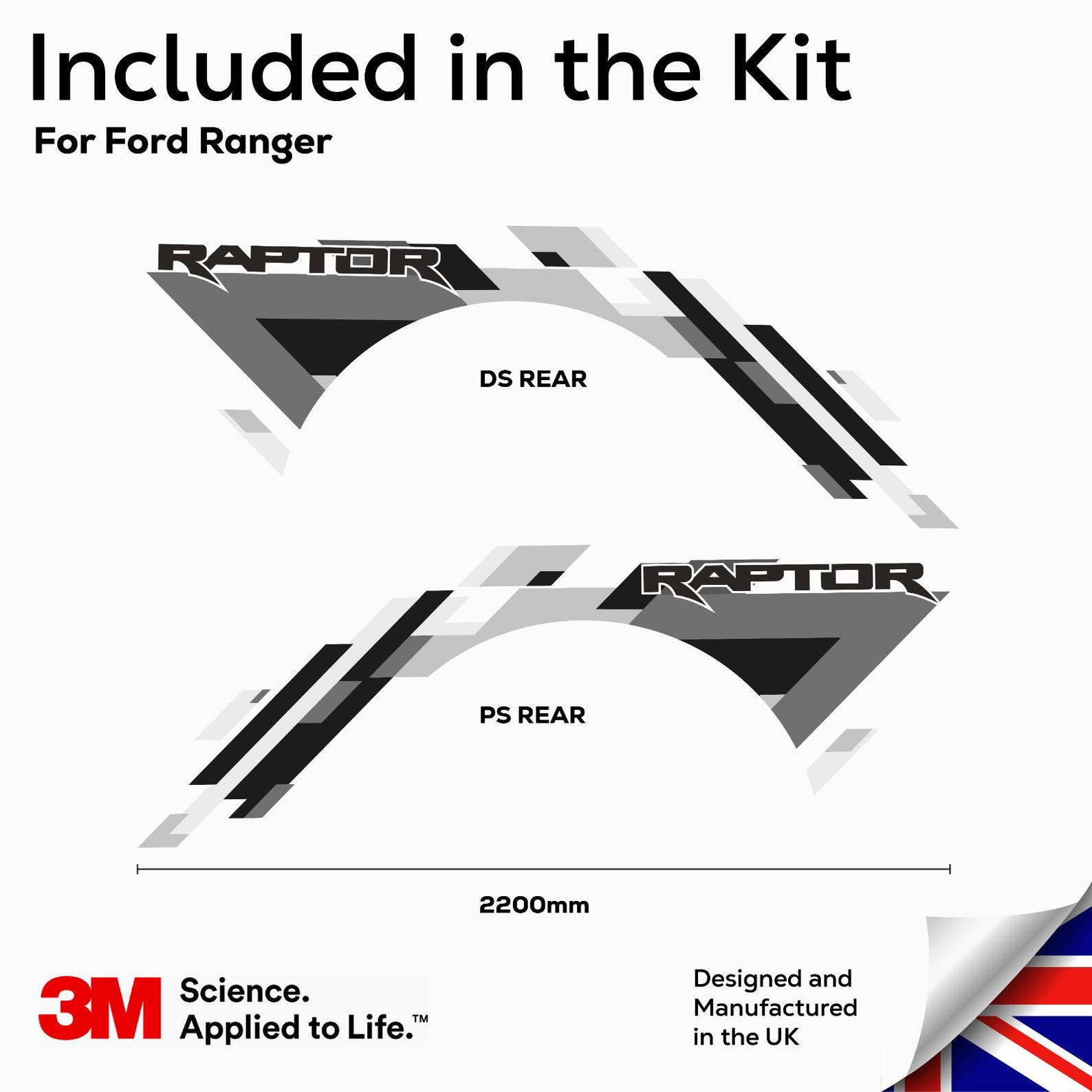 Ford Ranger Raptor Decal Sticker Kit Geometric Camo SIDES ONLY 3M (2019 ...