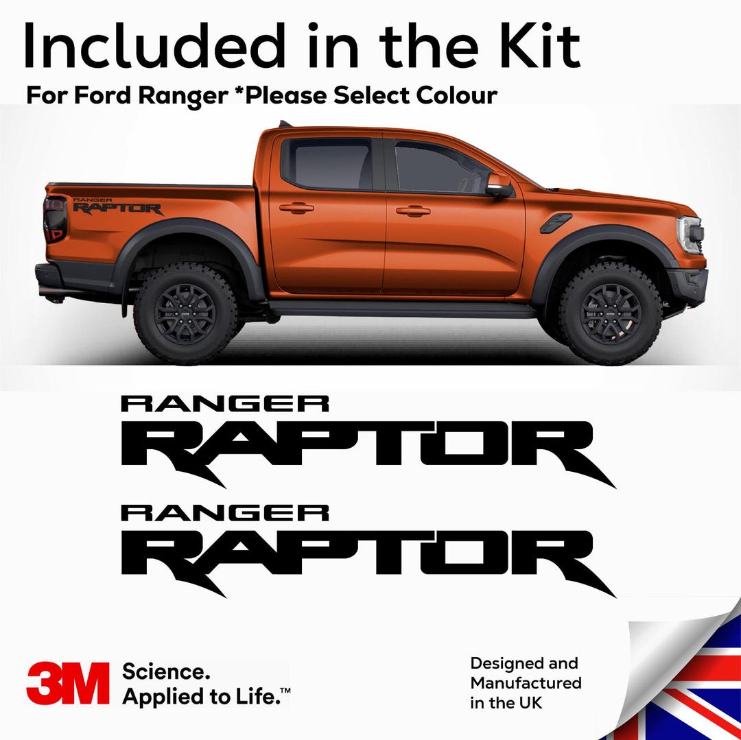 Ford Ranger Raptor Decal Sticker Kit X2 3m 75cm (2019-present) Choose ...