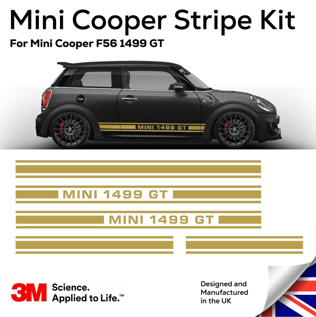 Stripe Kit 1499 GT Decal's in Gold for Mini Cooper F56 3m Gloss Vinyl ...