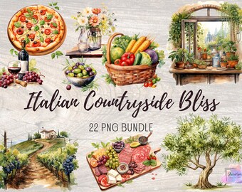 La Dolce Vita Summer Clipart Collection: Italian Countryside Bliss