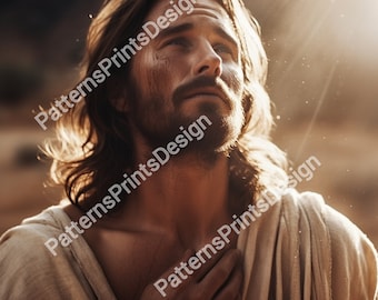 Jesus Christ Art - High quality AI generated image of Jesus Christ being showered by God&#39;s love.