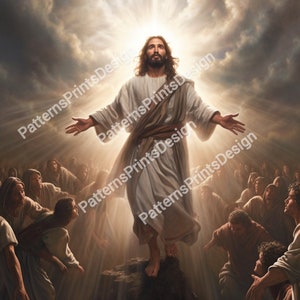 De Opname | Jezus Christus Kunst | Hoge kwaliteit AI gegenereerd artwork van de wederkomst van Jezus Christus tijdens 'The Rapture'.