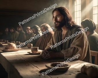 The Last Supper - High quality AI image of Jesus Christ at The Last Supper.