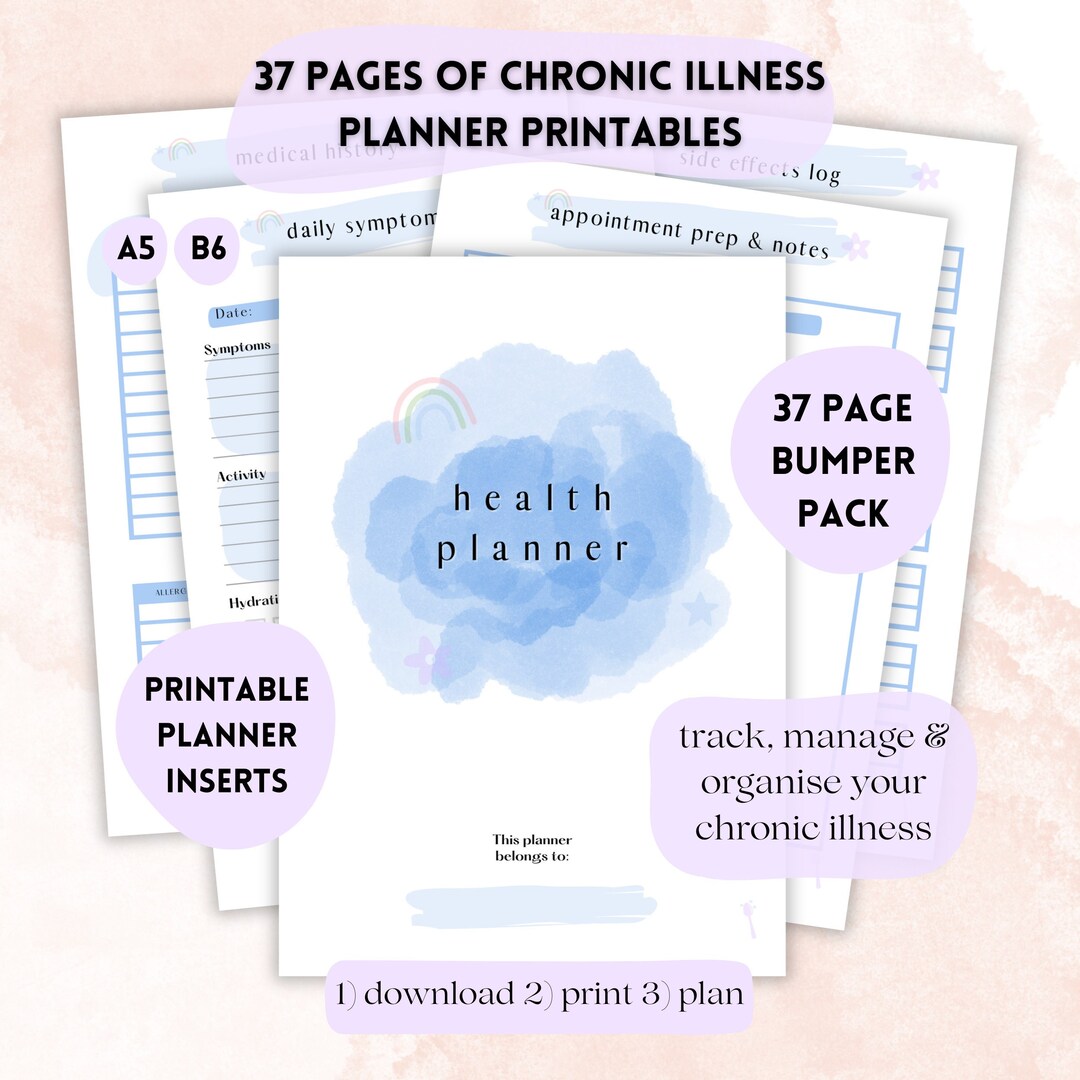 Health Organiser Printable Inserts Planner Download Chronic Illness ...
