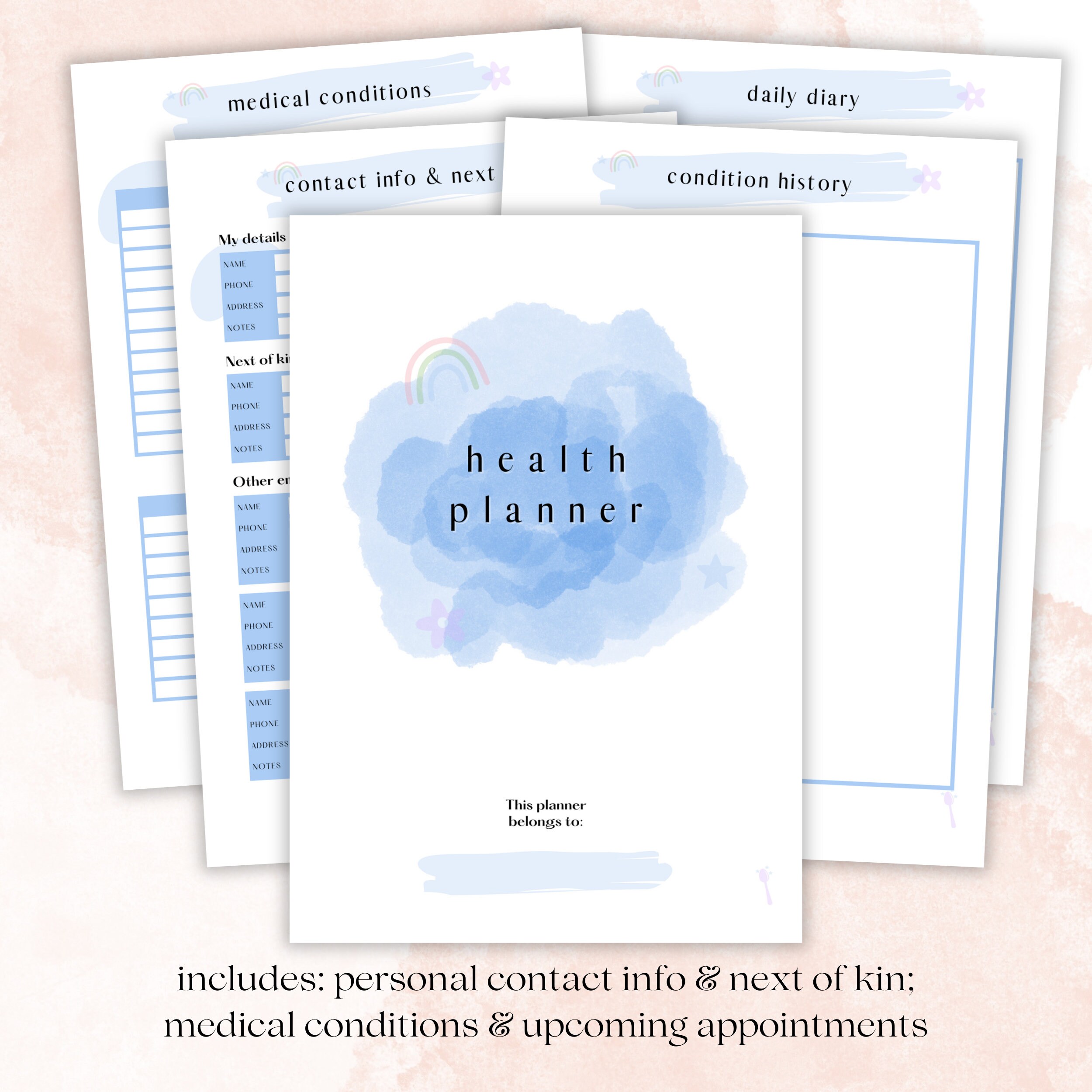 Health Organiser Printable Inserts Planner Download Chronic Illness ...