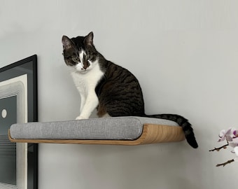 Mensola da parete XL per gatti con cuscino, letto sospeso, design moderno, comodo letto per gatti