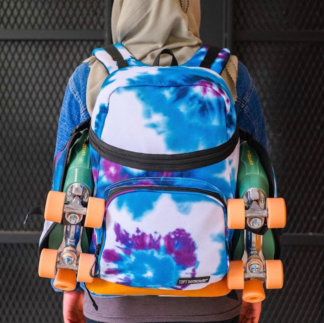 Roller Skate Bag Blue Tiedye Pattern, Inline Skate Bag, Roller Skate