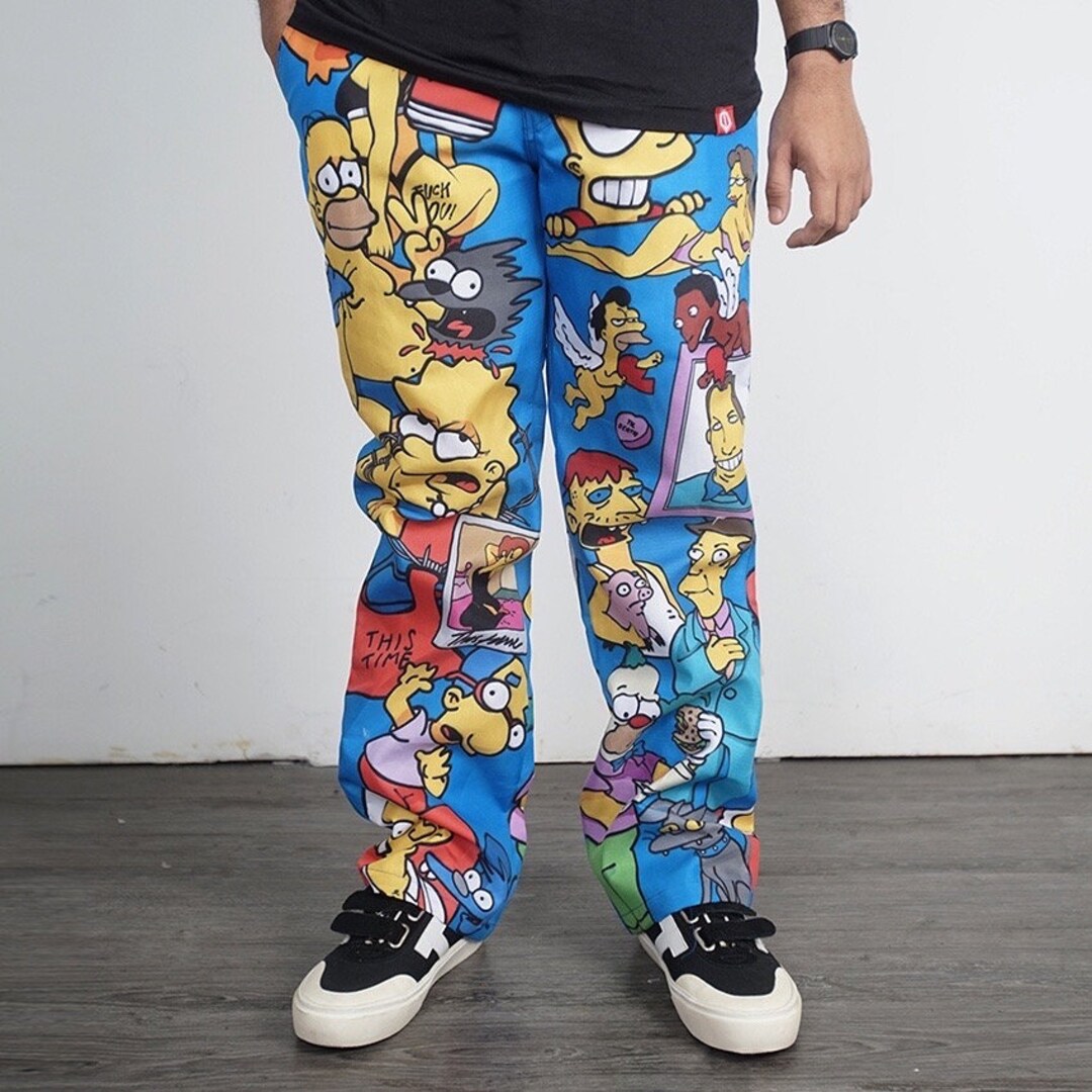 Trousers Simsons Long Pants the Simpsons Cartoon Print Long Etsy