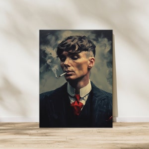 Tommy Shelby Cillian Murphy Peaky Blinders Netflix Show, Watercolor Depressing Dark Colours Portrait Home Decor Wall Art
