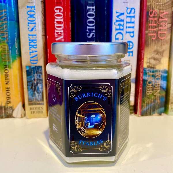 Burrich’s Stables, 8 oz Soy Wax Candle, Robin Hobb, Fitzchivalry, Fantasy Candle