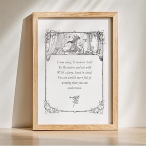 Come Away O Human Child | DIGITAL PRINT | Fairy Art Print | Fairy Print | Fantasy Print | Vintage Art | Fairy Decor