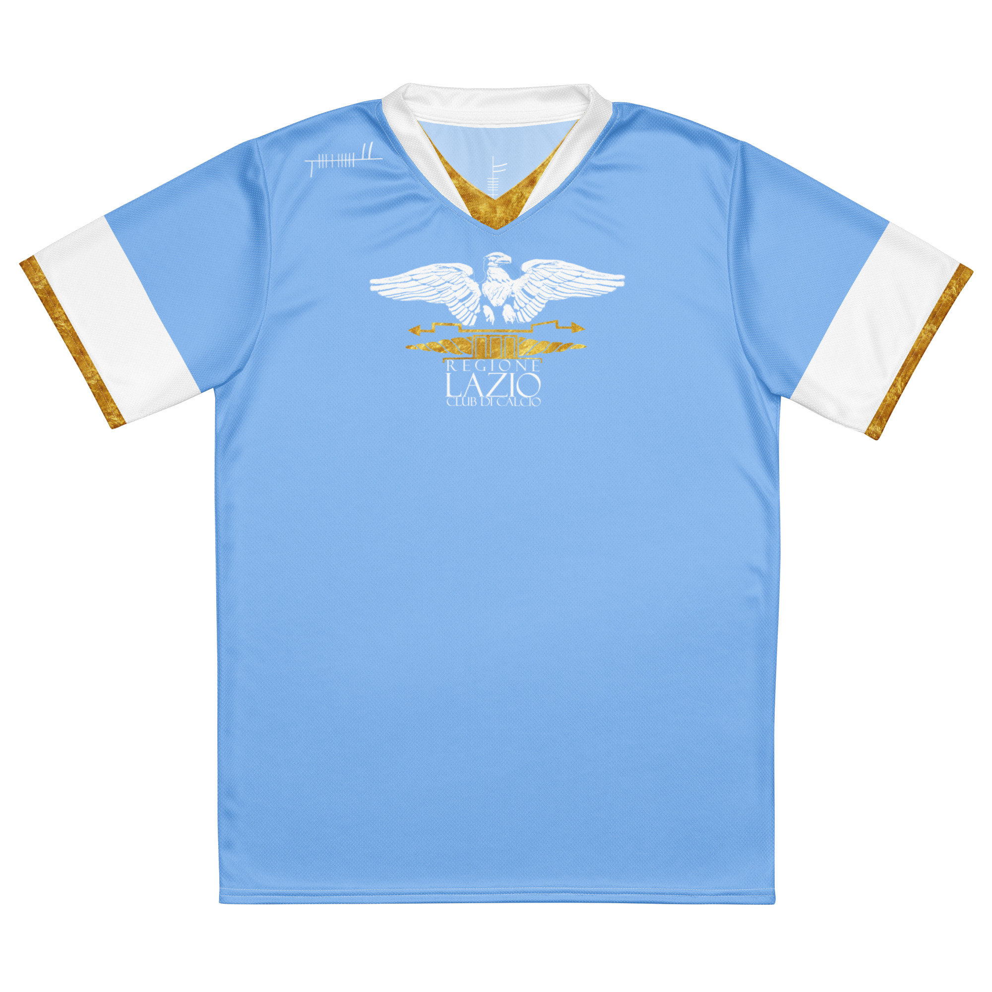 Búaid- Lazio Club di Calcio- léine caide/peile abhaile- Regione Latium Club Football/Soccer Team Kit Home Jersey
