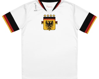 Búaid- Deutschland Fussballmannschaft- léine caide na Gearmáine- Camiseta de local de fútbol de la selección nacional de Alemania