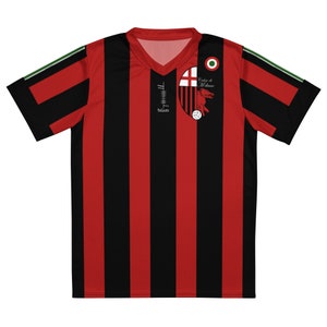 Búaid- Calcio di Milano Italiano- léine caied/peile- Maglia da casa della squadra di calcio del Milan Club italiano
