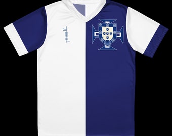 Búaid - Portugal Camiseta Azulejo do futebol - léine caide / peile as baile - portugiesische Fußball- / Fußballmannschaftstrikot-Auswärtstrikot