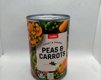 Coles Brand Peas & Carrots Stash Can, Diversion Safe, Secret Hide, Cash.