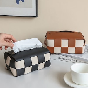 Organizzatore di scatole di fazzoletti in pelle PU Dispenser di fazzoletti per decorazioni per la casa moderni per tavolo, bagno, auto, ufficio