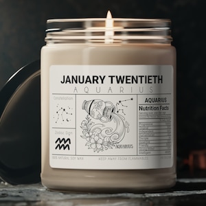 Personalized Birthdate Candle with Birth Flower and Zodiac Sign - Unique Astrology Birthday Gifts for Her - Custom Birth Month & Day Candle
