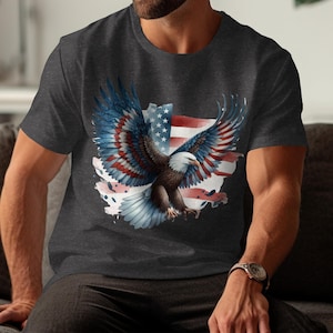 Camiseta con águila calva, bandera estadounidense, águila patriótica, 4 de julio, Día de la Independencia, orgullo estadounidense