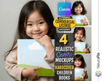 CANVA Book Mockup Bundle: Square Kids Book Template
