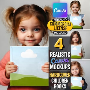 Pacchetto di mockup di libri CANVA / Modello quadrato per libri per bambini / Contenuto KDP A+ / Libro da colorare con attività / Immagine di bambine carine