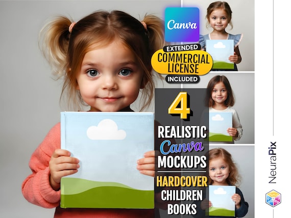 Canva Book Mockup Bundle: Square Kids Book Template
