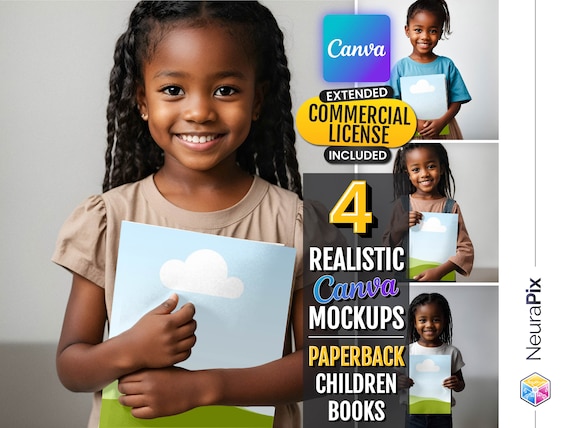 Canva Book Mockup Bundle: Kids Portrait Template (Digital Download)