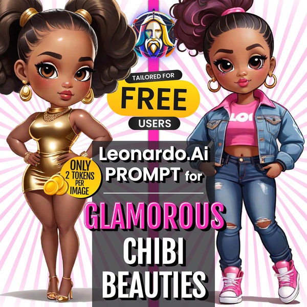 Glamorous Chibi Beauties Prompt Guide | Leonardo.Ai | 25+ Sample Prompts, Visual Set-Up & Step-by-Step Instructions | African-American Women